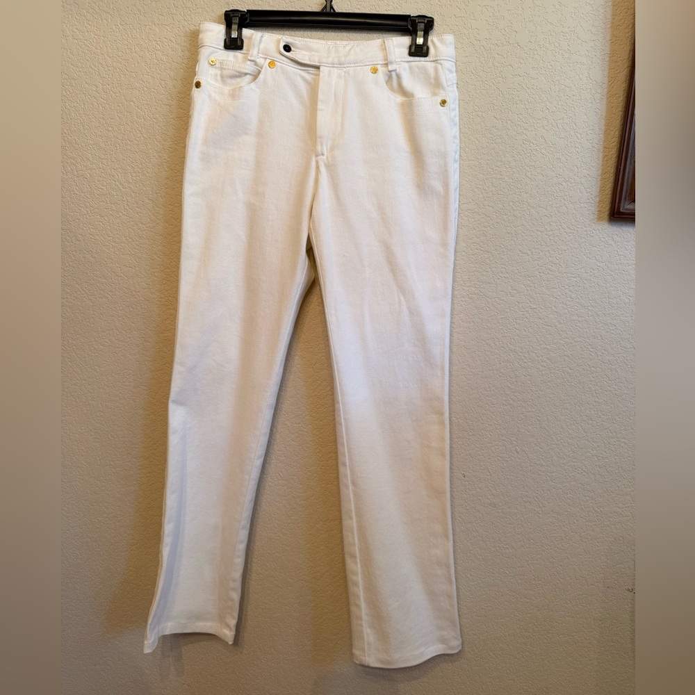 Leggiadro Women's White Straight Leg Jeans, Size 4